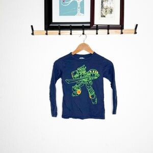 Boys OshKosh Graphic Long Sleeve Shirt Size 8 Blue Robot Tee